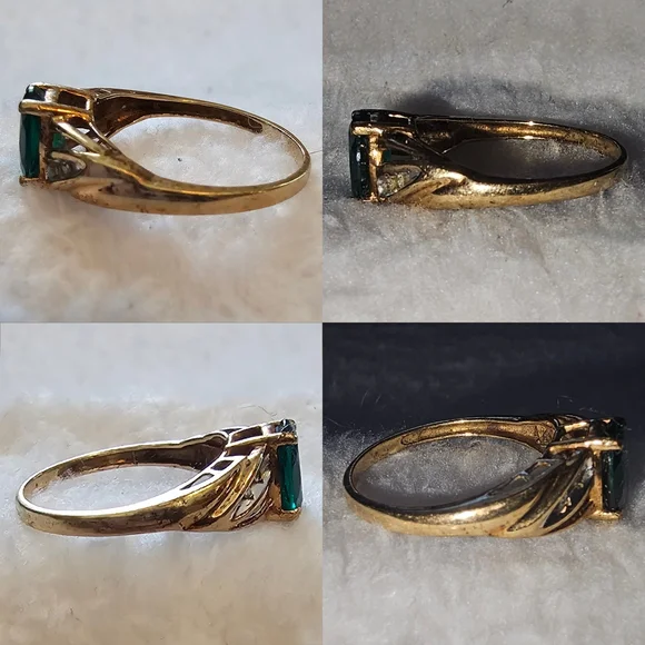 Vintage 1980 Oval Cut Emerald Gemstone and Gold Ring - Picture 3 of 5